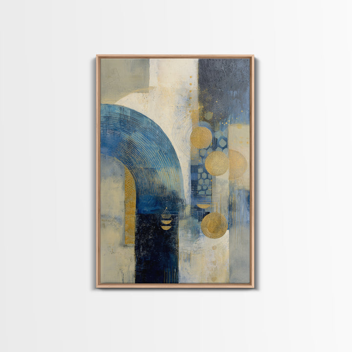 Blue Abstract Wave Pattern for Focus Framed Canvas Print, Office Art, Large Wall Art, Office Decor, Abstract Art, Focus, OFF-2x3-97