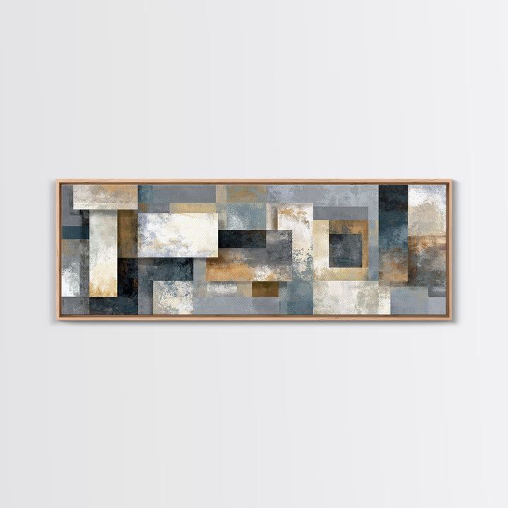 Geometric Labyrinth Pattern Framed Canvas Print, Office Art, Home Decor, Office Decor, Abstract Art, Focus, Art Deco, OFF-3x1-10