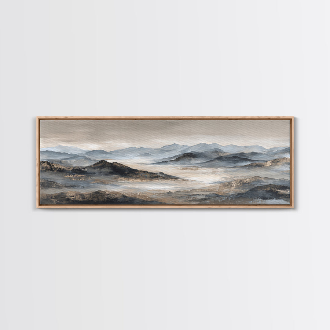 Minimal Mountain Sunrise for Focus Framed Canvas Print, Office Art, Printables, Office Decor, Focus, Living Room Decor, OFF-3x1-18