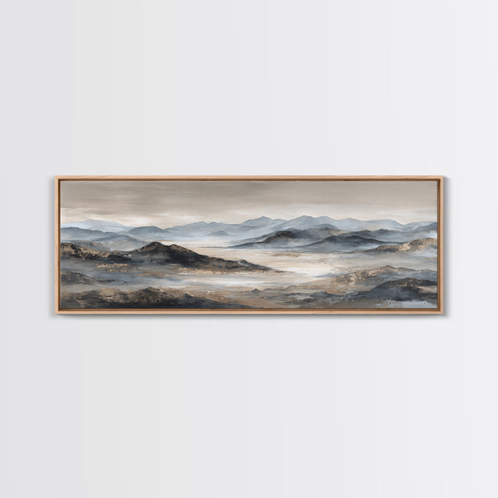 Minimal Mountain Sunrise for Focus Framed Canvas Print, Office Art, Printables, Office Decor, Focus, Living Room Decor, OFF-3x1-18