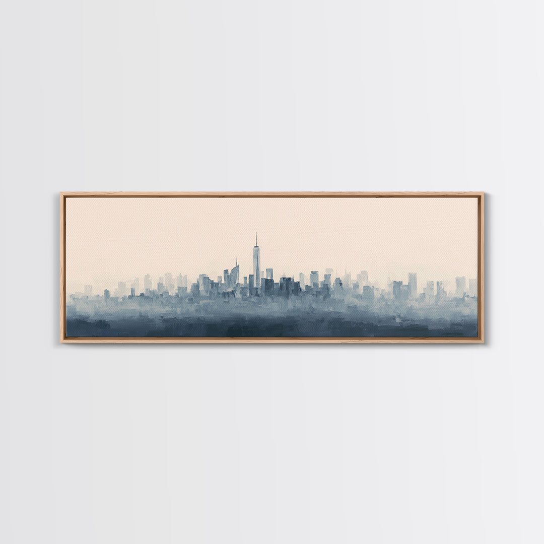 Black and White City Skyline Silhouette Canvas Print, Office Art, Office Decor, Abstract Art, Focus, Gallery Decor, OFF-3x1-21