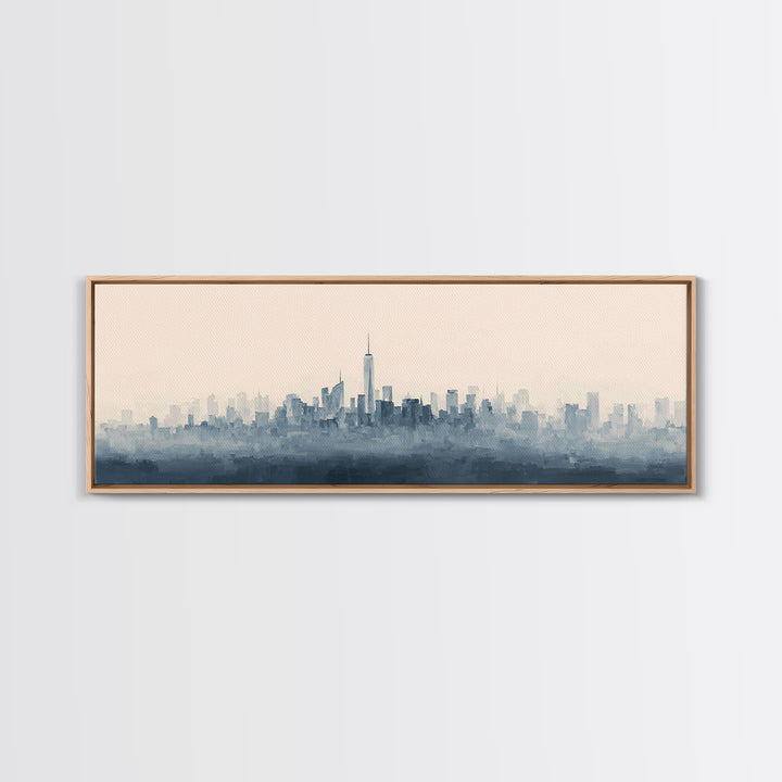 Black and White City Skyline Silhouette Canvas Print, Office Art, Office Decor, Abstract Art, Focus, Gallery Decor, OFF-3x1-21