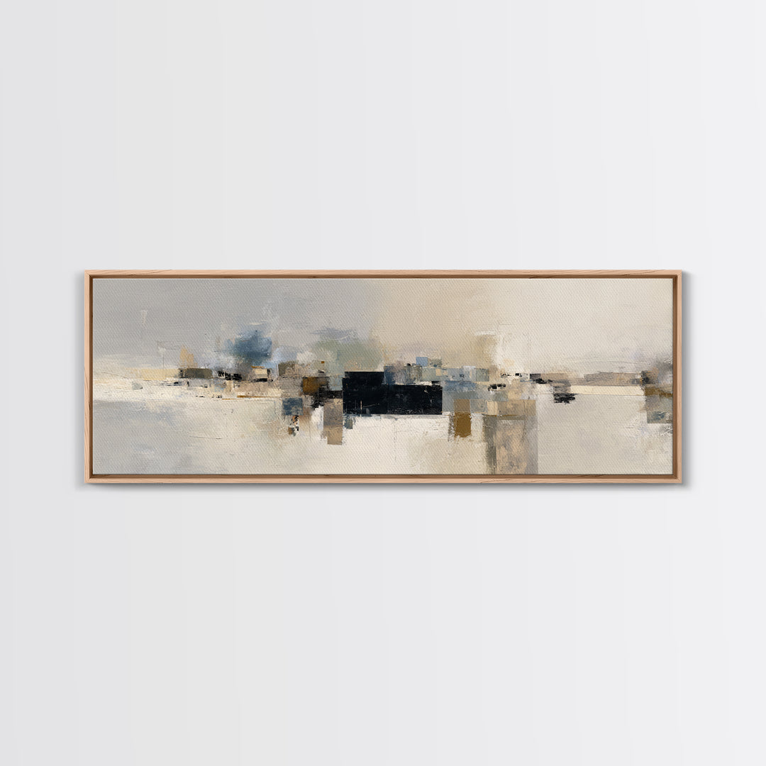 Dignified Neutral Landscape Framed Canvas Print, Office Art, Boho Decor, Office Decor, Focus, Digital Art, Pet Portrait, OFF-3x1-23