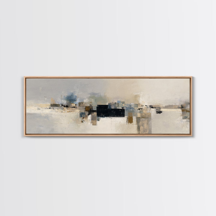 Dignified Neutral Landscape Framed Canvas Print, Office Art, Boho Decor, Office Decor, Focus, Digital Art, Pet Portrait, OFF-3x1-23