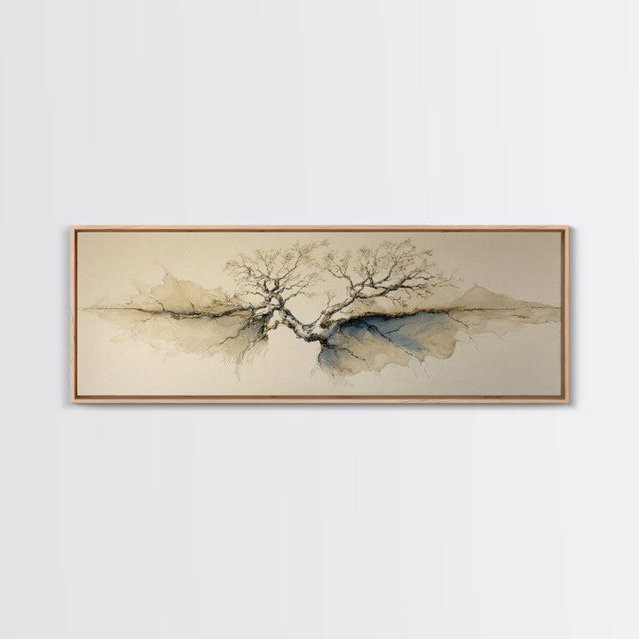 Ink Wash Tree Symbolizing Stability Canvas Print, Office Art, Wall Art, Office Decor, Fine Art, Focus, Boho, Art Deco, OFF-3x1-30
