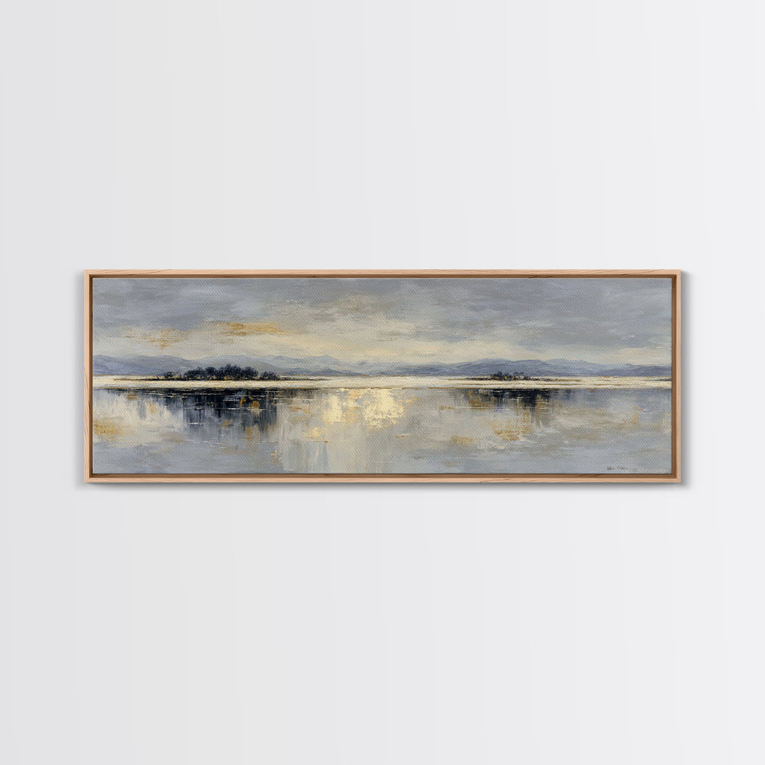 Dignified Neutral Landscape Framed Canvas Print, Office Art, Wall Decor, Office Decor, Fine Art, Focus, Abstract Art, OFF-3x1-47