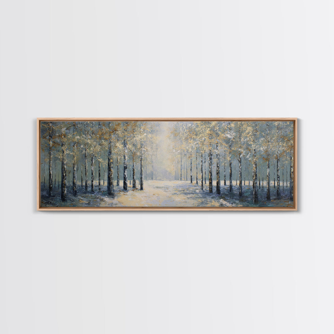 Quiet Forest Path for Mental Reset Framed Canvas Print, Office Art, Wall Art, Office Decor, Fine Art, Focus, Boho, Art Deco, OFF-3x1-59