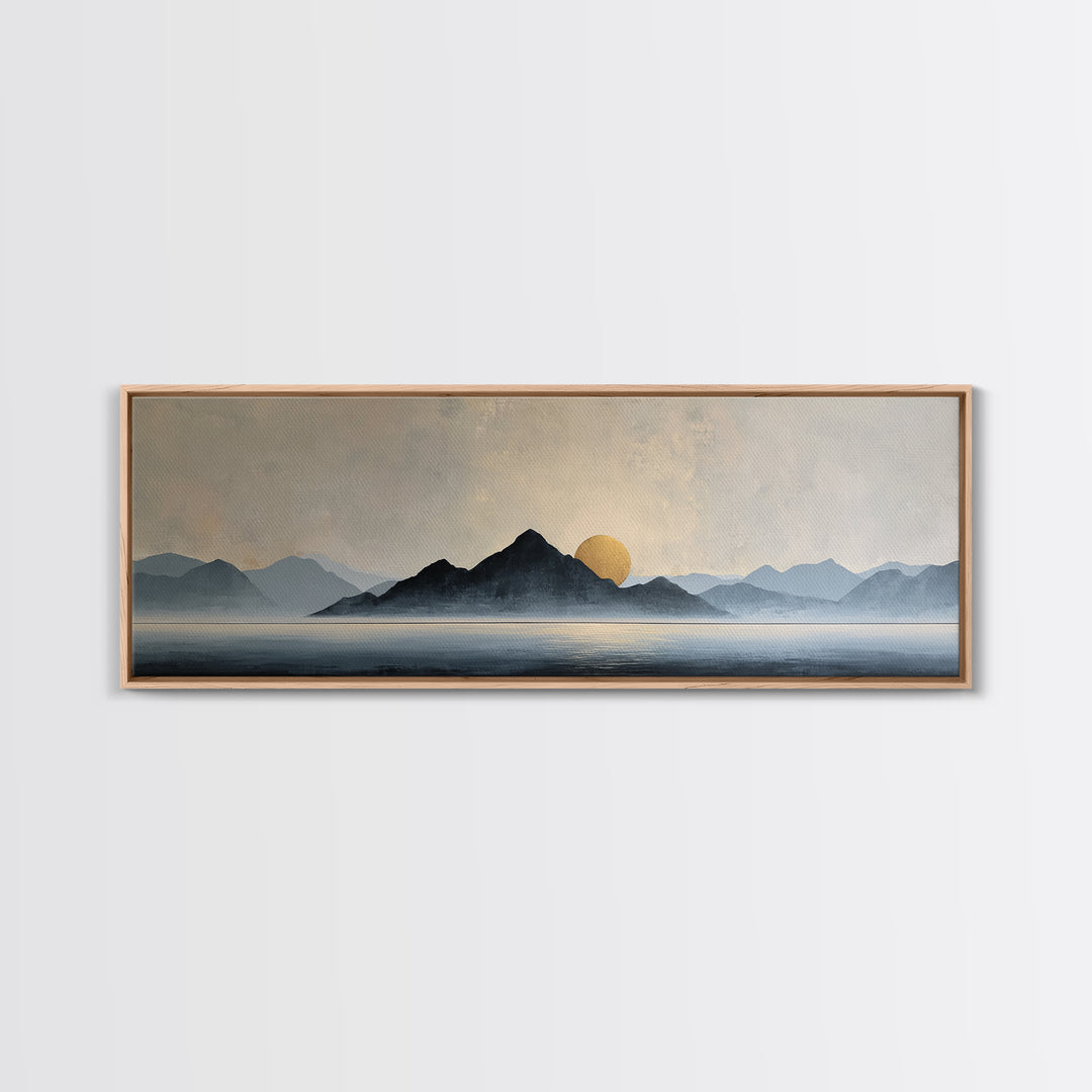 Minimal Mountain Sunrise for Focus Canvas Print, Office Art, Canvas Wall Art, Office Decor, Fine Art, Focus, Bedroom Wall Art, OFF-3x1-66