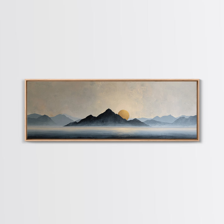 Minimal Mountain Sunrise for Focus Canvas Print, Office Art, Canvas Wall Art, Office Decor, Fine Art, Focus, Bedroom Wall Art, OFF-3x1-66