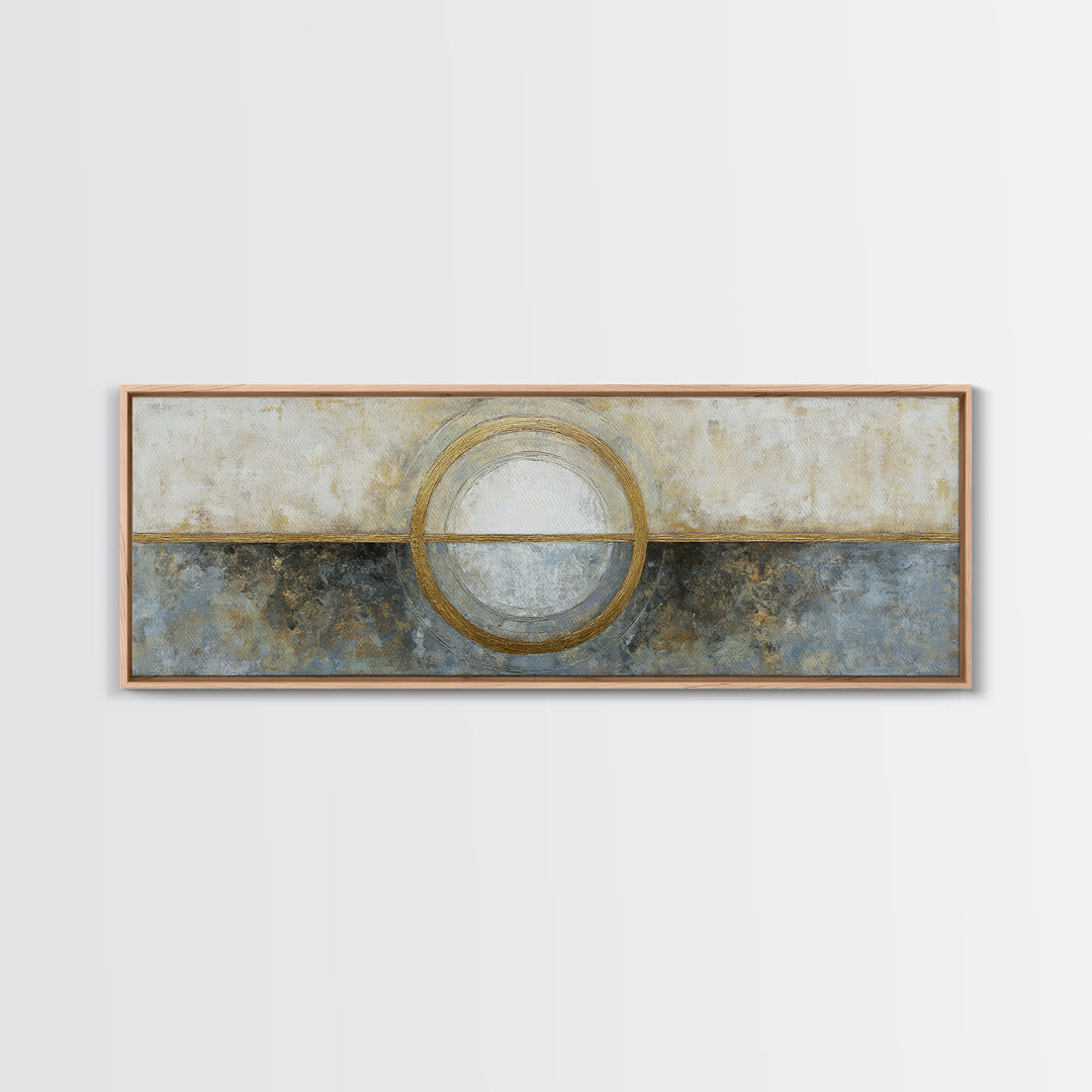 Gold Circle and Line Composition for Clarity Canvas Print, Office Art, Neutral Decor, Office Decor, Abstract Art, Focus, OFF-3x1-96