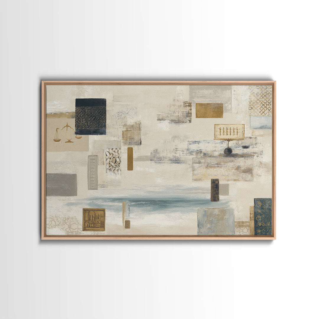 Calm Ocean Horizon for Stress Relief Framed Canvas Print, Office Art, Printables, Office Decor, Focus, Living Room Decor, OFF-3x2-15