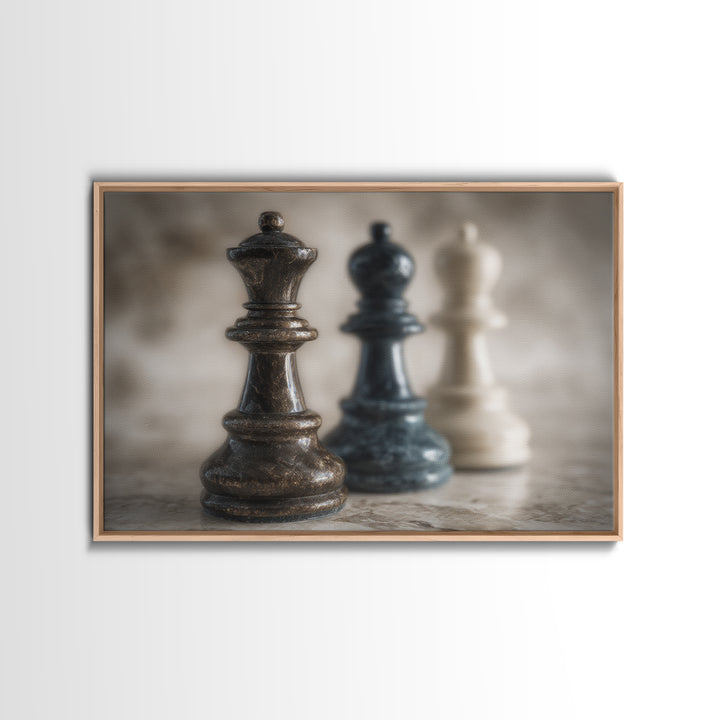 Minimal Chess Piece Still Life Canvas Print, Office Art, Wall Prints, Office Decor, Focus, Cubicle Decor, Trendy Wall Art, OFF-3x2-17