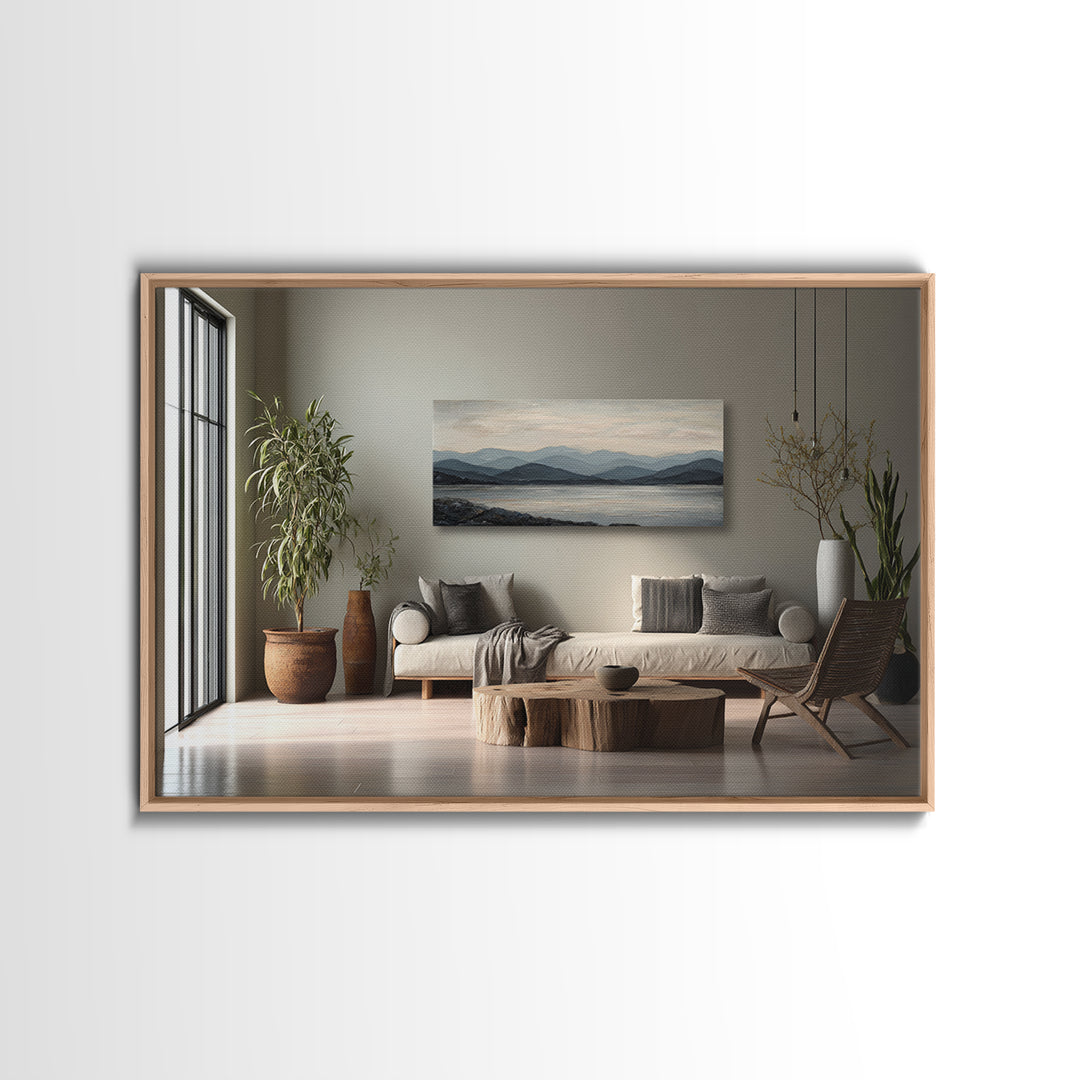 Minimal Mountain Sunrise for Focus Canvas Print, Office Art, Wall Prints, Office Decor, Oil Painting, Focus, Cubicle Decor, OFF-3x2-30