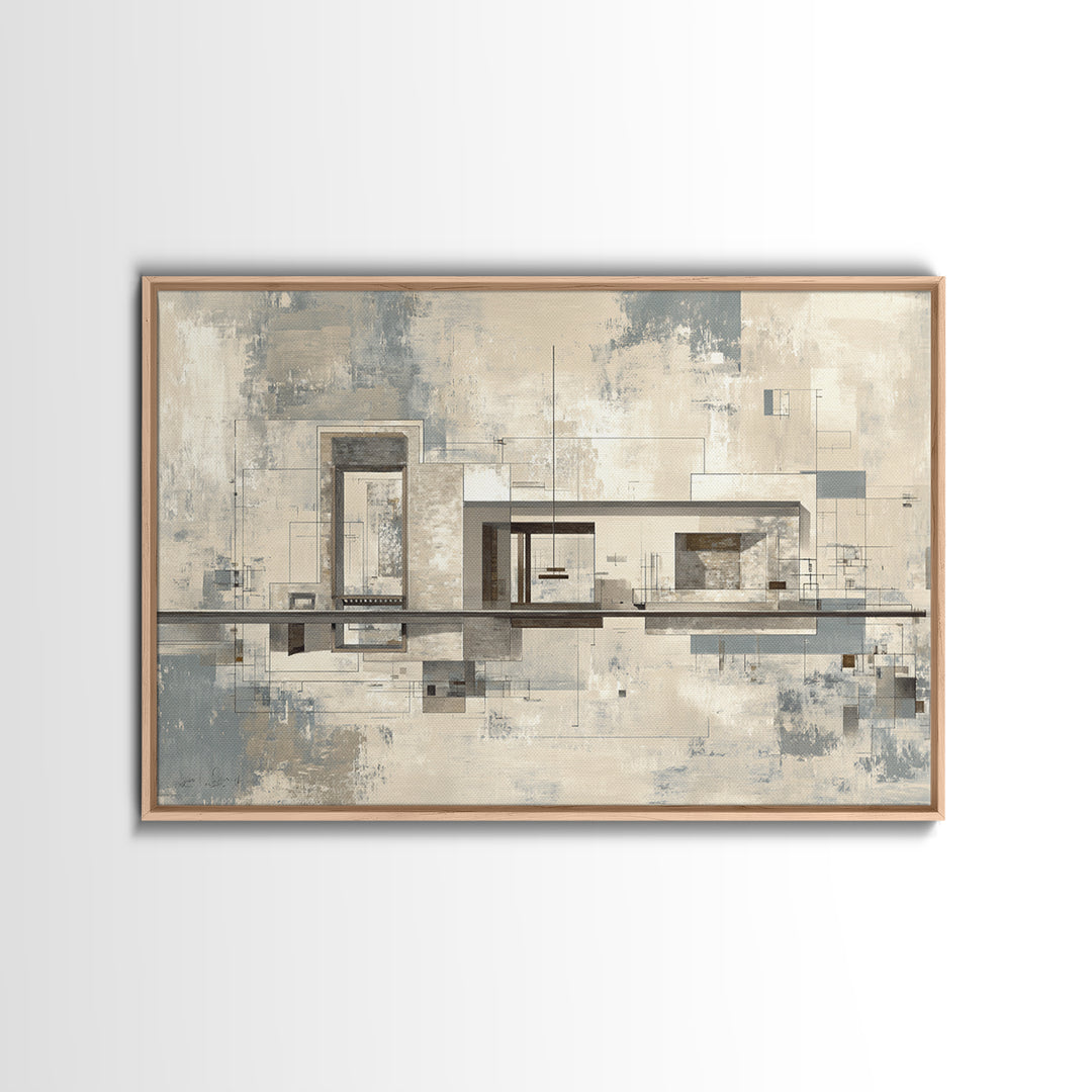 Architectural Line Drawing Framed Canvas Print, Office Art, Wall Decor, Office Decor, Abstract Art, Focus, Wall Prints, OFF-3x2-55