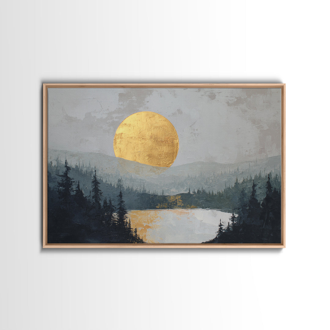 Gold Circle and Line Composition for Clarity Framed Canvas Print, Office Art, Trendy Wall Art, Office Decor, Abstract Art, OFF-3x2-60