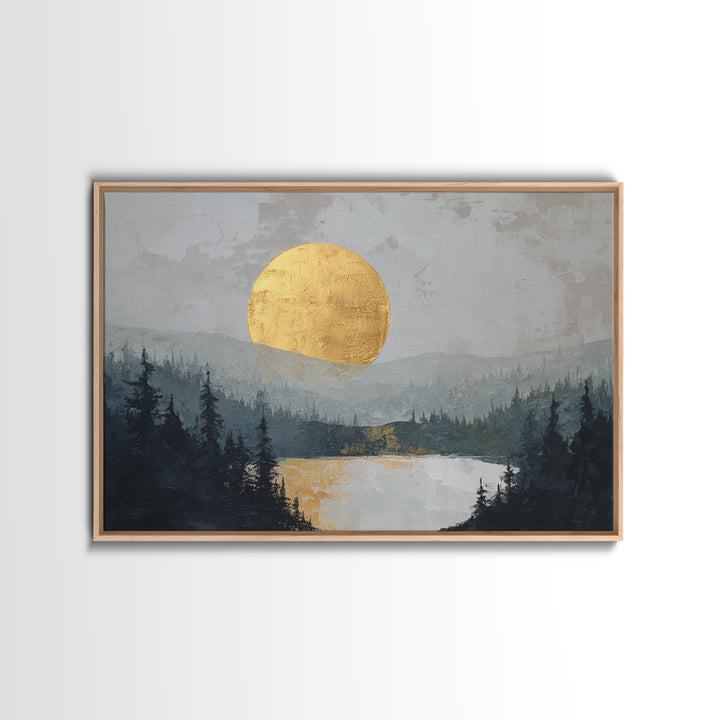 Gold Circle and Line Composition for Clarity Framed Canvas Print, Office Art, Trendy Wall Art, Office Decor, Abstract Art, OFF-3x2-60