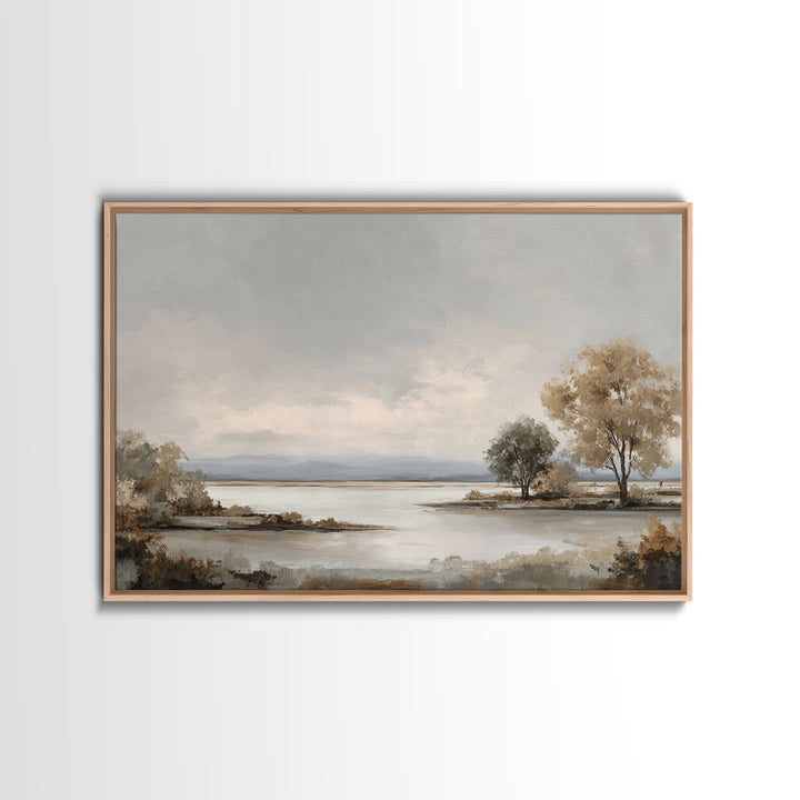 Dignified Neutral Landscape Canvas Print, Office Art, Wall Art, Office Decor, Oil Painting, Focus, Boho, Art Deco, OFF-3x2-83
