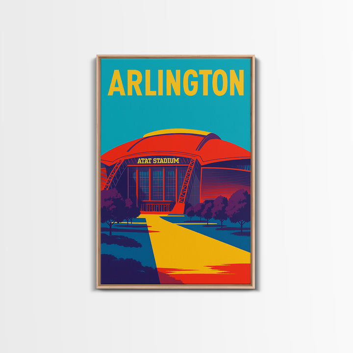 Arlington Texas Travel Poster, Canvas Print, Colorful Graphic Wall Art, Arlington Travel Art, Retro Travel Print, Travel Poster Art