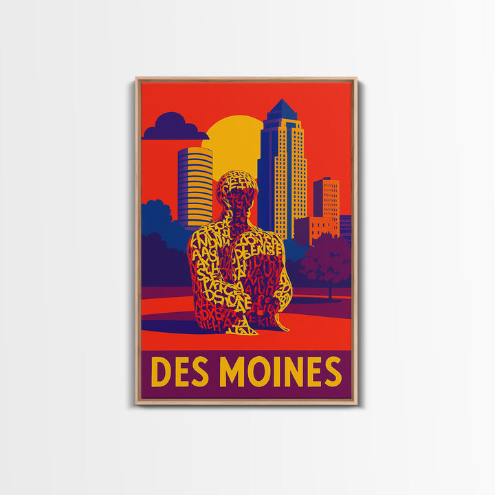 Des Moines Travel Poster, Framed Canvas Print, High Contrast City Poster, Des Moines Poster Print, Travel Poster Art, City Travel Prints