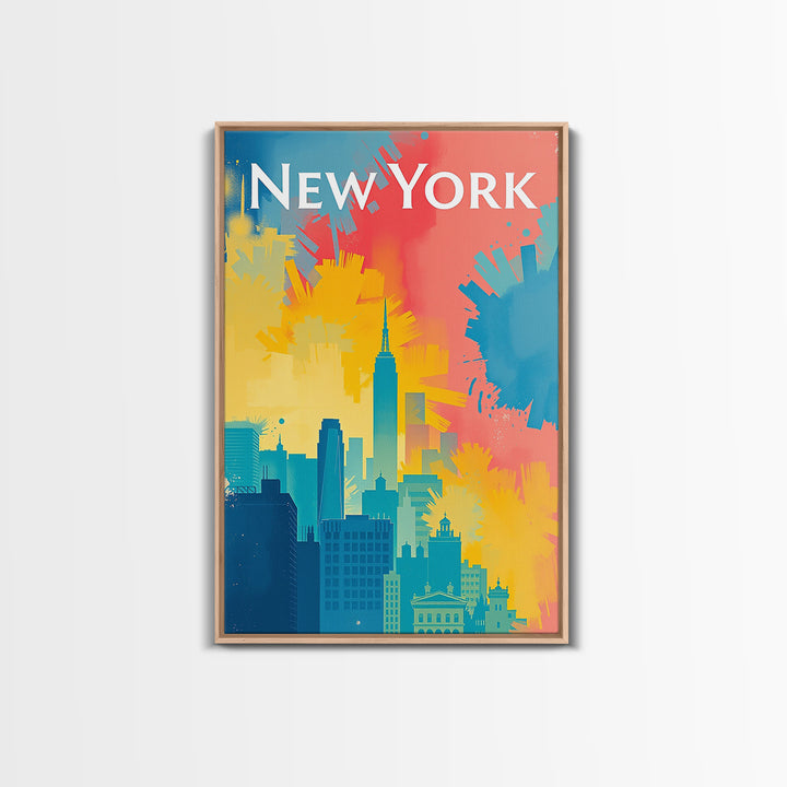New York Travel Poster, Framed Canvas Print, High Contrast City Poster, New York Art Print, Fine Art Print, Living Room Wall Art
