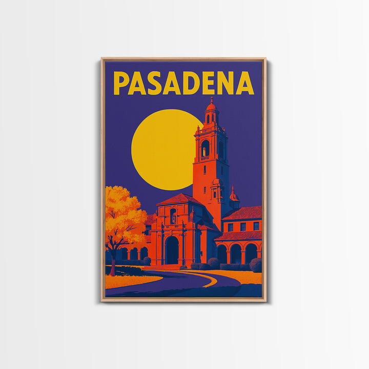 Pasadena Travel Poster, Framed Canvas Print, Vibrant Retro Travel Art, Pasadena Poster Print, Vintage City Art, Vintage Travel Art