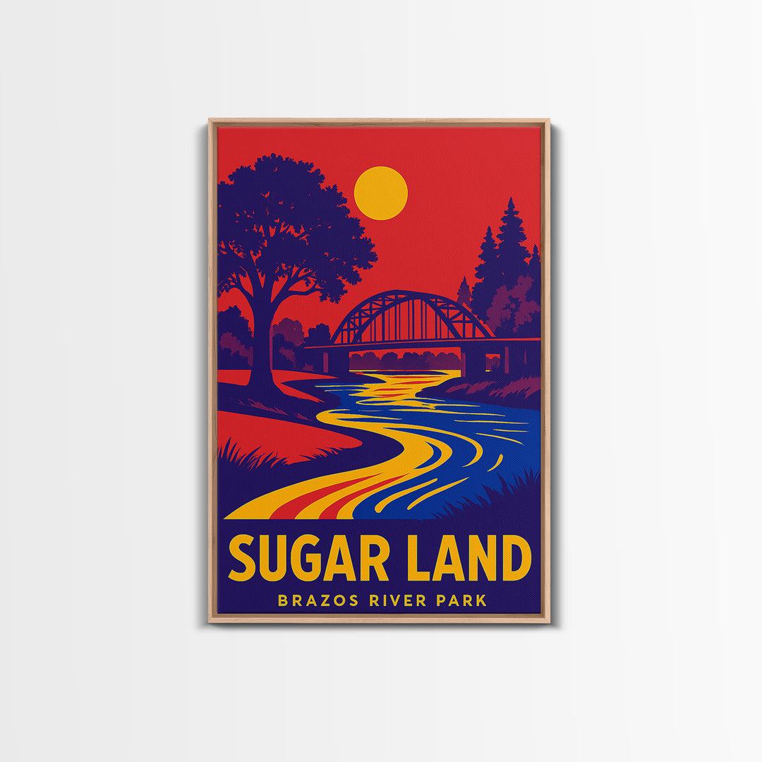 Sugar Land Travel Poster, Canvas Print, Vibrant Retro Travel Art, Sugar Land City Art, Travel Poster Set, Vintage City Poster, Design 2