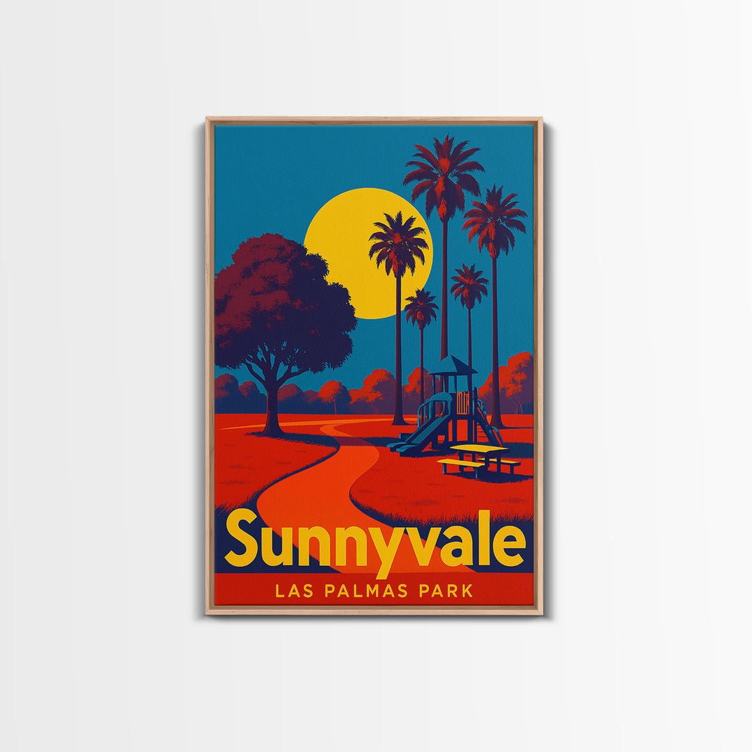Sunnyvale California Travel Poster, Framed Canvas Print, Bold Pop Art Poster, Sunnyvale Travel Art, Vintage City Poster, Travel Poster Art