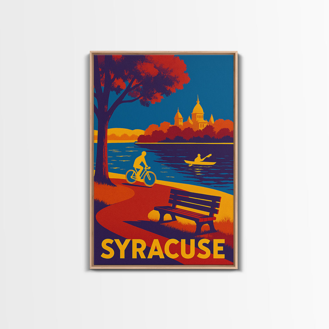 Syracuse Travel Poster, Canvas Print, Vibrant Retro Travel Art, Syracuse Wall Art, Vintage City Poster, Travel Poster Art, Art Print