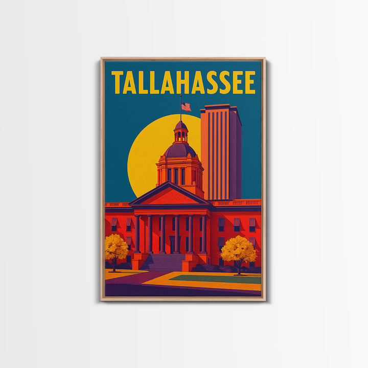 Tallahassee Florida Travel Poster, Canvas Print, High Contrast City Poster, Tallahassee Wall Art, Gift For Travelers, Art Print, Wall Art