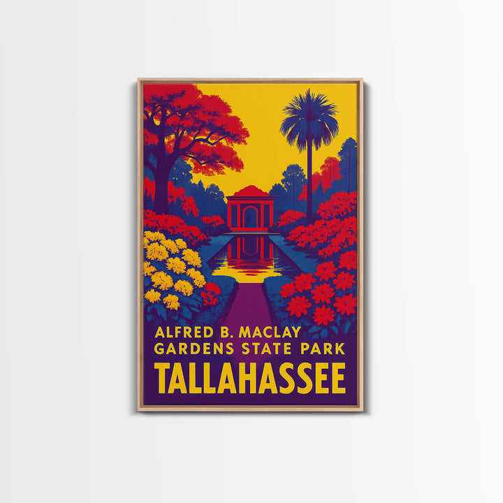 Tallahassee Travel Poster, Framed Canvas Print, Colorful Graphic Wall Art, Tallahassee Travel Art, Travel Poster Art, Mid Century Wall Art