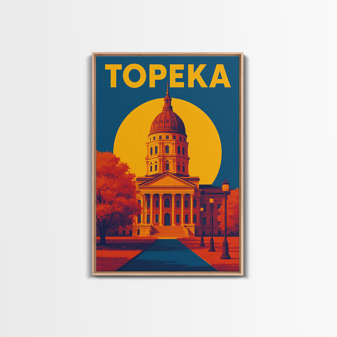 Topeka Kansas Travel Poster, Canvas Print, Colorful Graphic Wall Art, Topeka Wall Art, Home Office Decor, Travel Poster Set, Travel Gift