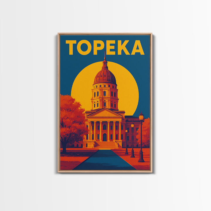 Topeka Kansas Travel Poster, Canvas Print, Colorful Graphic Wall Art, Topeka Wall Art, Home Office Decor, Travel Poster Set, Travel Gift