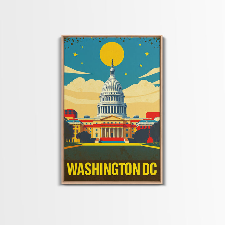 Washignton Travel Poster, Framed Canvas Print, Colorful Graphic Wall Art, Washignton Wall Art, Travel Wall Decor, City Travel Prints