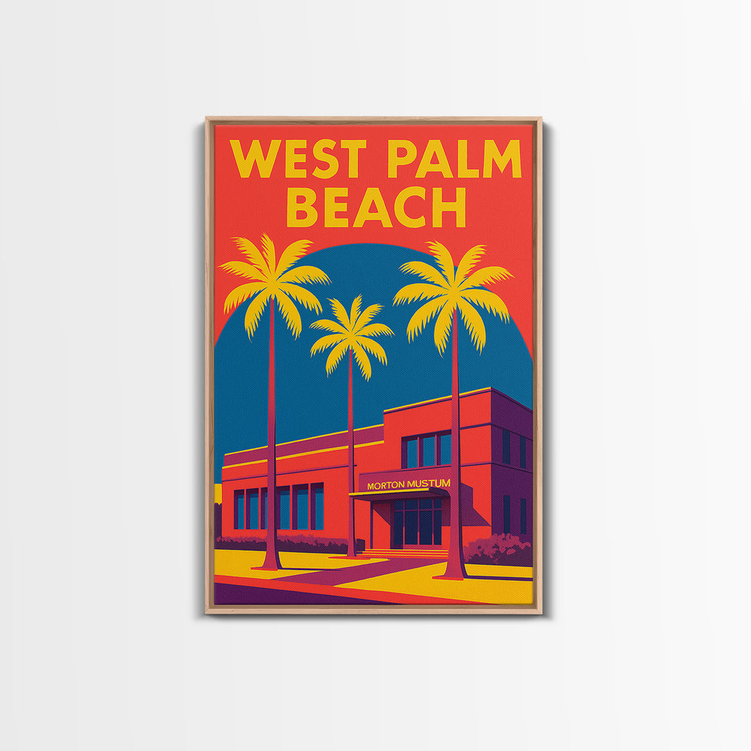 West Palm Beach Florida Travel Poster, Canvas Print, Vibrant Retro Travel Art, West Palm Beach Travel Art, Vintage City Art