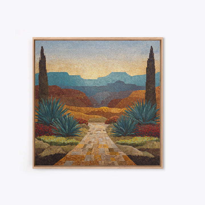 Desert Patio Agave and Bougainvillea Canvas Print, Patio Art, Yard Decor, Patio Decor, Fine Art, Outdoor, Luxury Decor, PAT-1x1-17