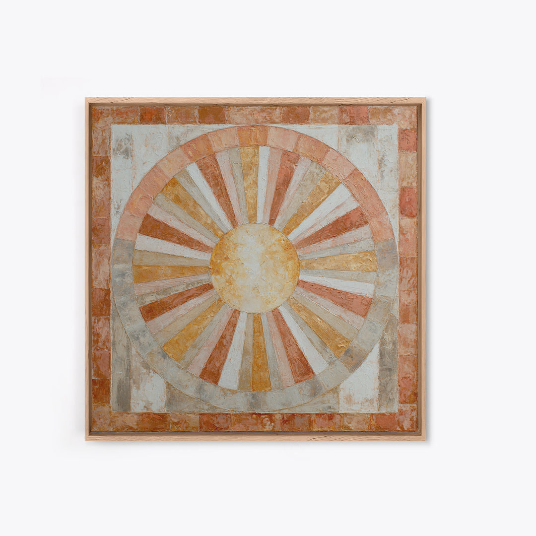 Sun Motif with Warm Terracotta Rays Canvas Print, Patio Art, Bar Art, Patio Decor, Outdoor, Outdoor Art, Gallery Decor, PAT-1x1-18