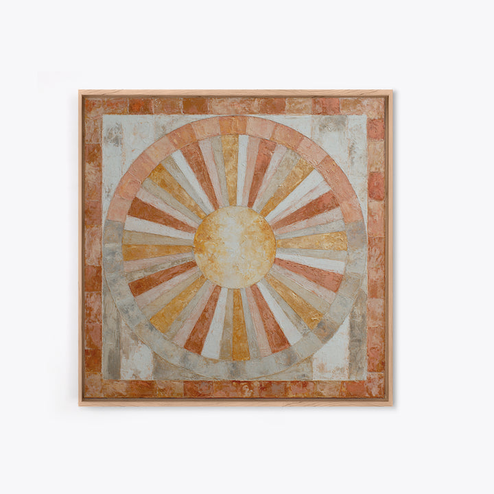 Sun Motif with Warm Terracotta Rays Canvas Print, Patio Art, Bar Art, Patio Decor, Outdoor, Outdoor Art, Gallery Decor, PAT-1x1-18