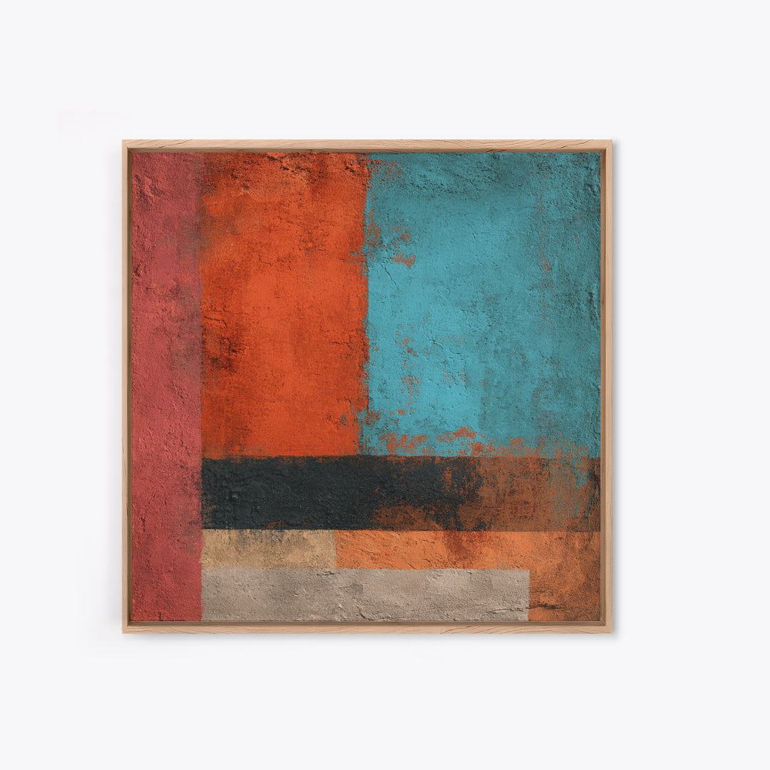 Bright Coral and Turquoise Abstract for Outdoors Canvas Print, Patio Art, Outdoor Wall Art, Patio Decor, Abstract Art, Outdoor, PAT-1x1-36