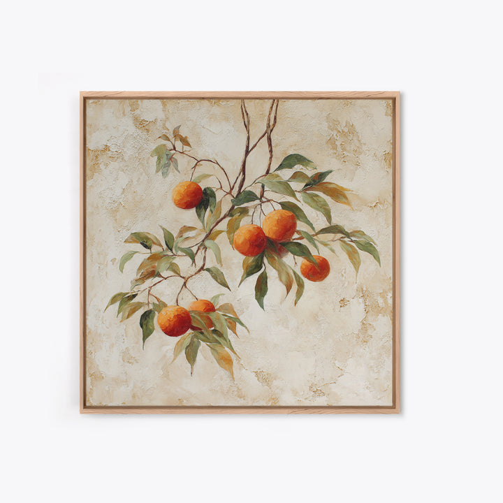 Orange Tree Branch Framed Canvas Print, Patio Art, Lake House Decor, Patio Decor, Oil Painting, Outdoor, Boho Decor, PAT-1x1-46