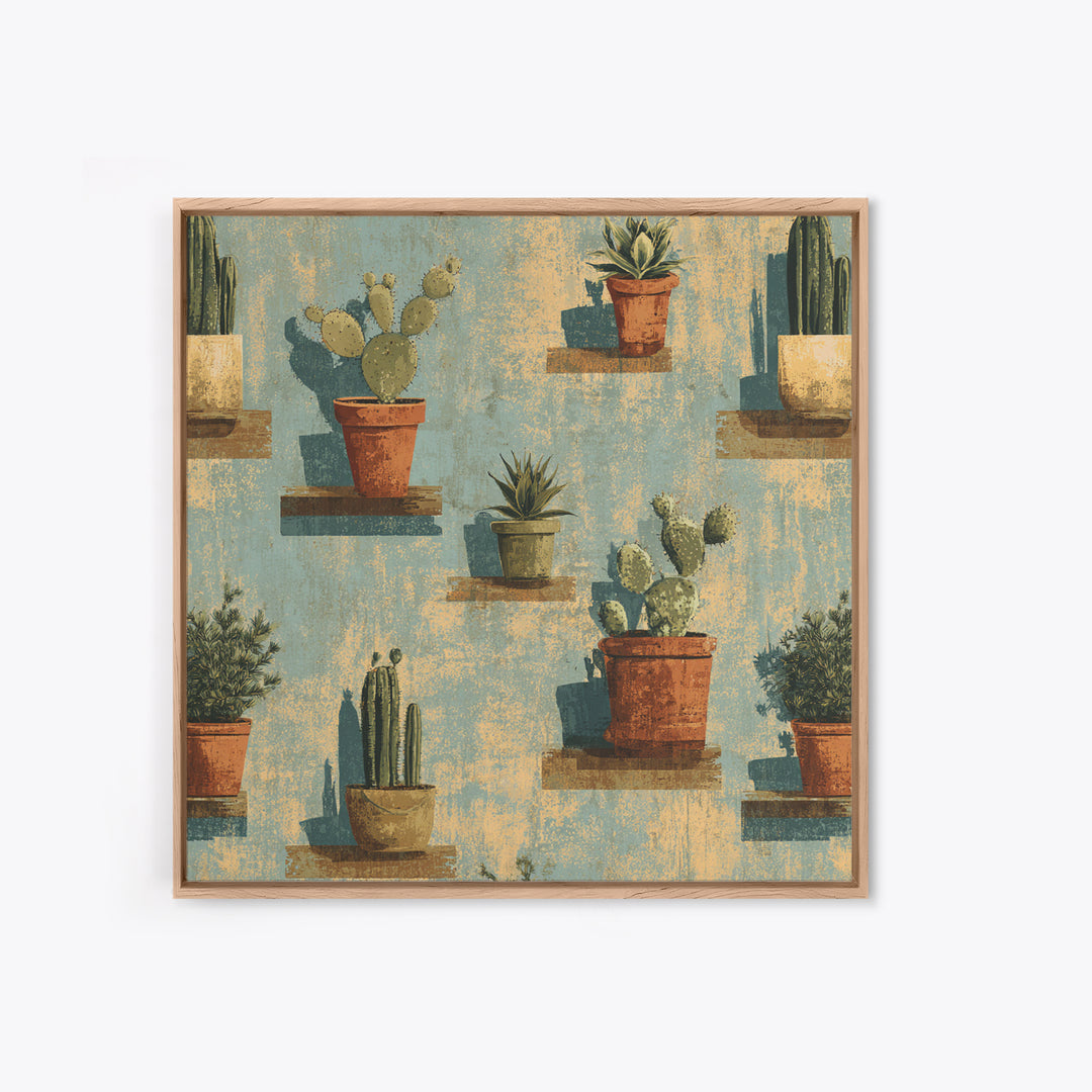 Cactus and Agave Framed Canvas Print, Patio Art, Patio Decor, Fine Art, Outdoor, Gallery Decor, Neutral Decor, Modern Decor, PAT-1x1-52
