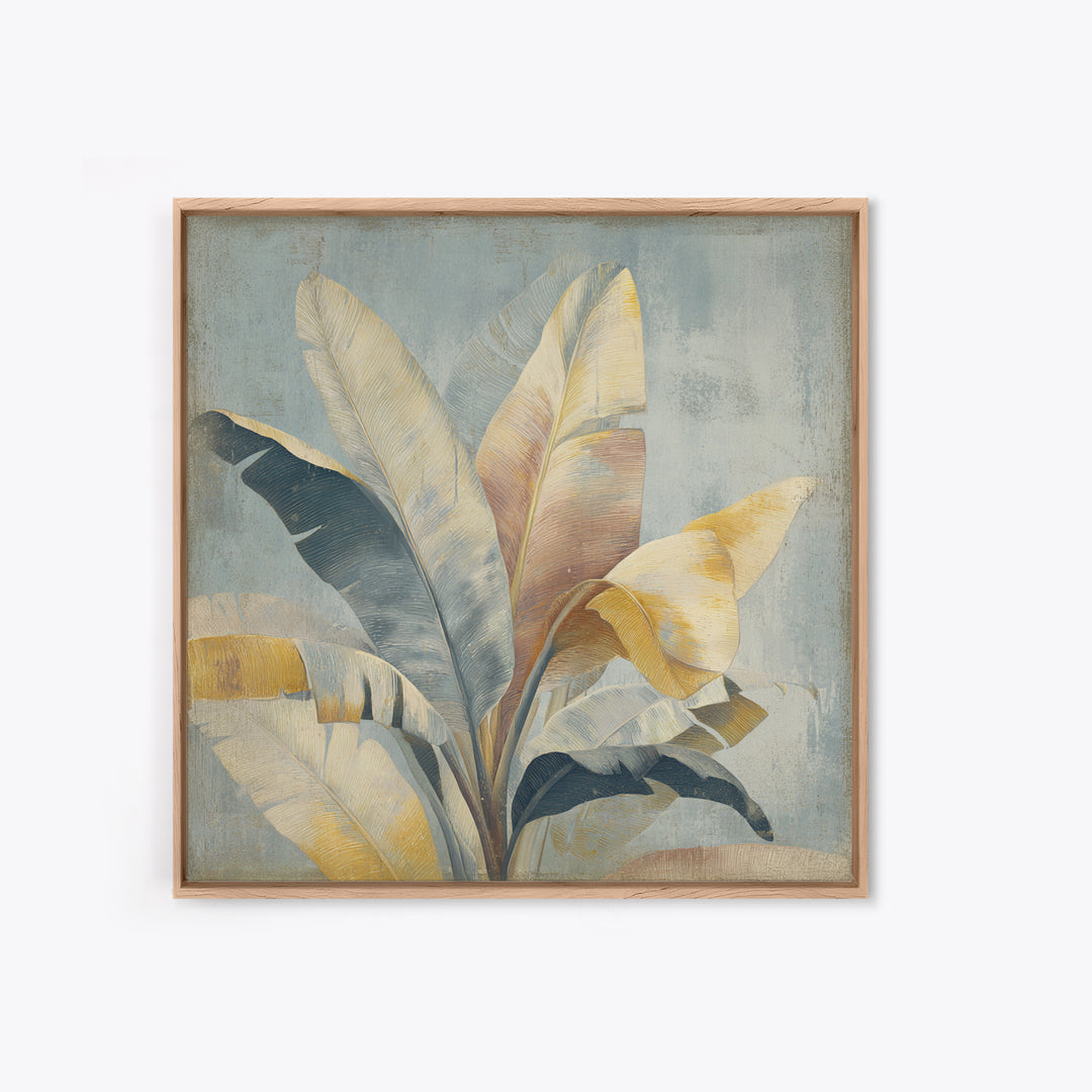 Banana Leaves with Rain Drop Details Framed Canvas Print, Patio Art, Coastal Wall Decor, Patio Decor, Fine Art, Outdoor, PAT-1x1-64