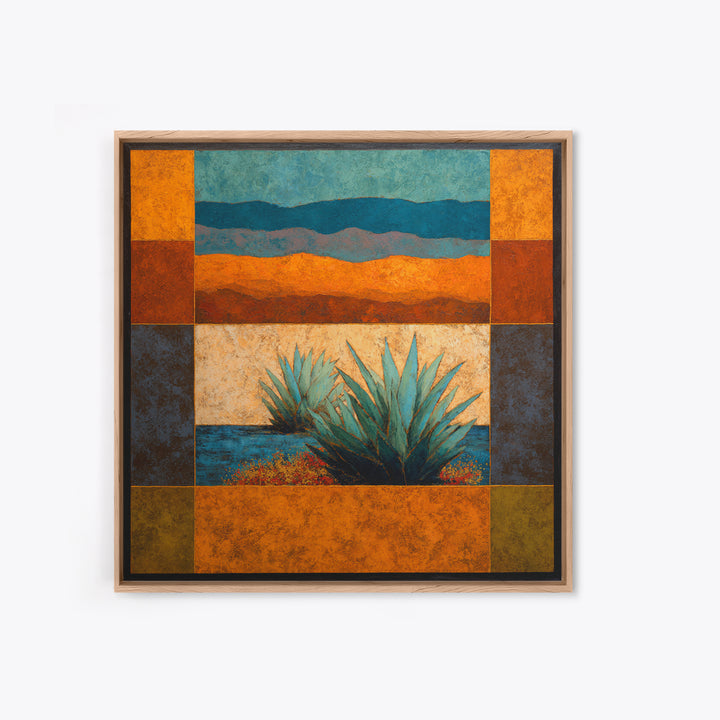 Desert Patio Agave and Bougainvillea Framed Canvas Print, Patio Art, Gallery Decor, Patio Decor, Oil Painting, Outdoor, PAT-1x1-65