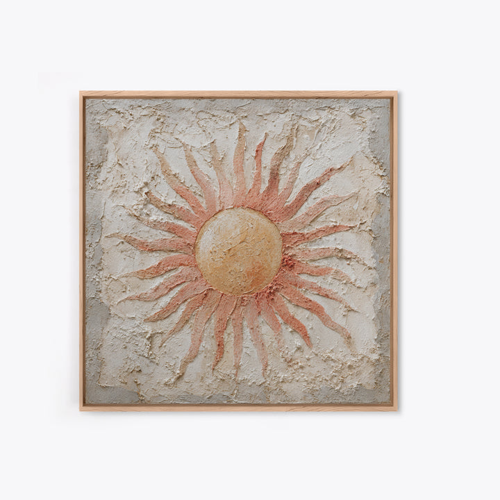 Sun Motif with Warm Terracotta Rays Canvas Print, Patio Art, Rustic Decor, Patio Decor, Fine Art, Outdoor, Textured Painting, PAT-1x1-90
