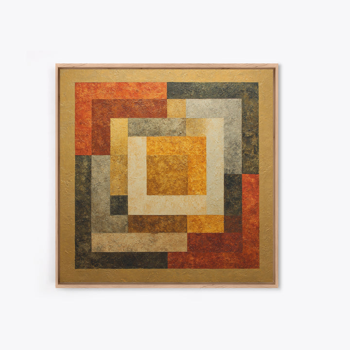 Warm Geometric Tile Pattern Framed Canvas Print, Patio Art, Outdoor Decor, Patio Decor, Abstract Art, Outdoor, Bar Art, PAT-1x1-96