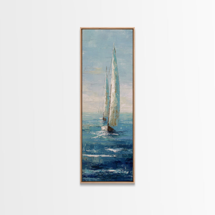 Sailboat on a Breezy Summer Horizon Framed Canvas Print, Patio Art, Minimalist Decor, Patio Decor, Fine Art, Outdoor, PAT-1x3-3