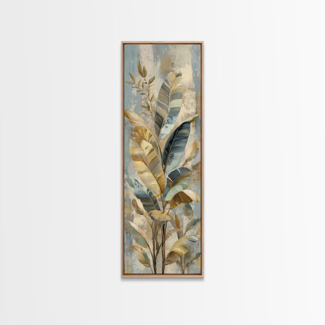 Banana Leaves with Rain Drop Details Framed Canvas Print, Patio Art, Home Decor, Patio Decor, Outdoor, Floral Wall Art, PAT-1x3-52