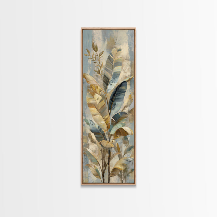 Banana Leaves with Rain Drop Details Framed Canvas Print, Patio Art, Home Decor, Patio Decor, Outdoor, Floral Wall Art, PAT-1x3-52