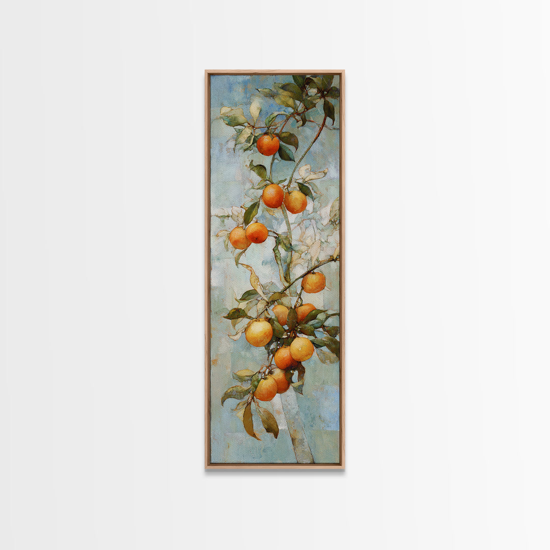 Orange Tree Branch Framed Canvas Print, Patio Art, Yard Decor, Patio Decor, Fine Art, Outdoor, Luxury Decor, Art Print, PAT-1x3-58