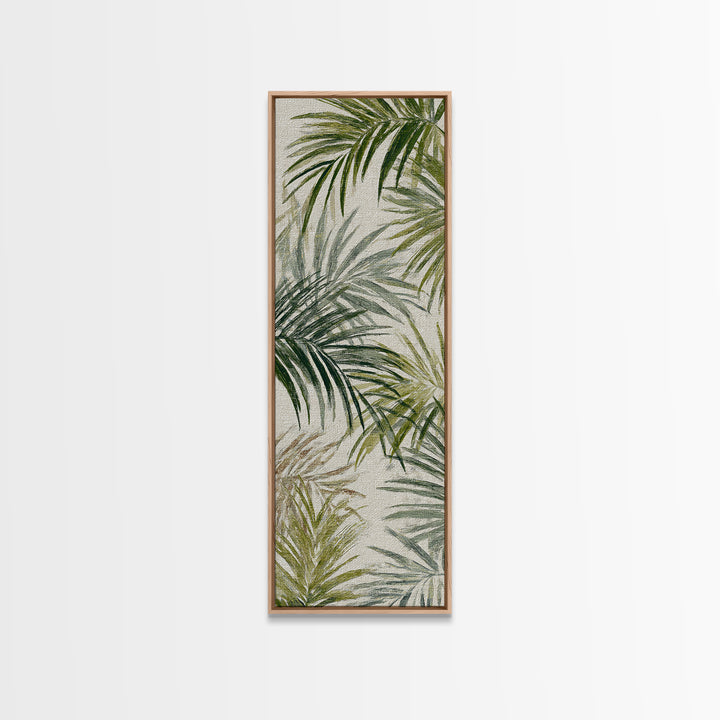 Tropical Palm Fronds Framed Canvas Print, Patio Art, Textured Painting, Patio Decor, Fine Art, Outdoor, Outdoor Wall Art, PAT-1x3-61
