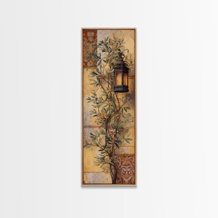Olive Branch Wreath on Warm Plaster Canvas Print, Patio Art, Minimalist Decor, Patio Decor, Fine Art, Outdoor, Yard Art, PAT-1x3-93